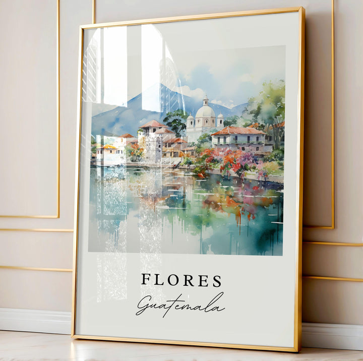 Flores Guatemala wall art - Guatemala, Flores poster, Flores Wedding gift, Petén Region present, Custom Text, Personalized Gift