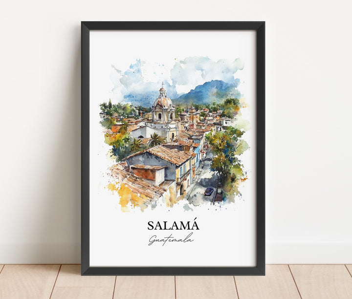 Salamá Wall Art, Baja Verapaz Print, Guatemala Watercolor Art, Salamá Guatemala Gift, Travel Print, Travel Poster, Housewarming Gift