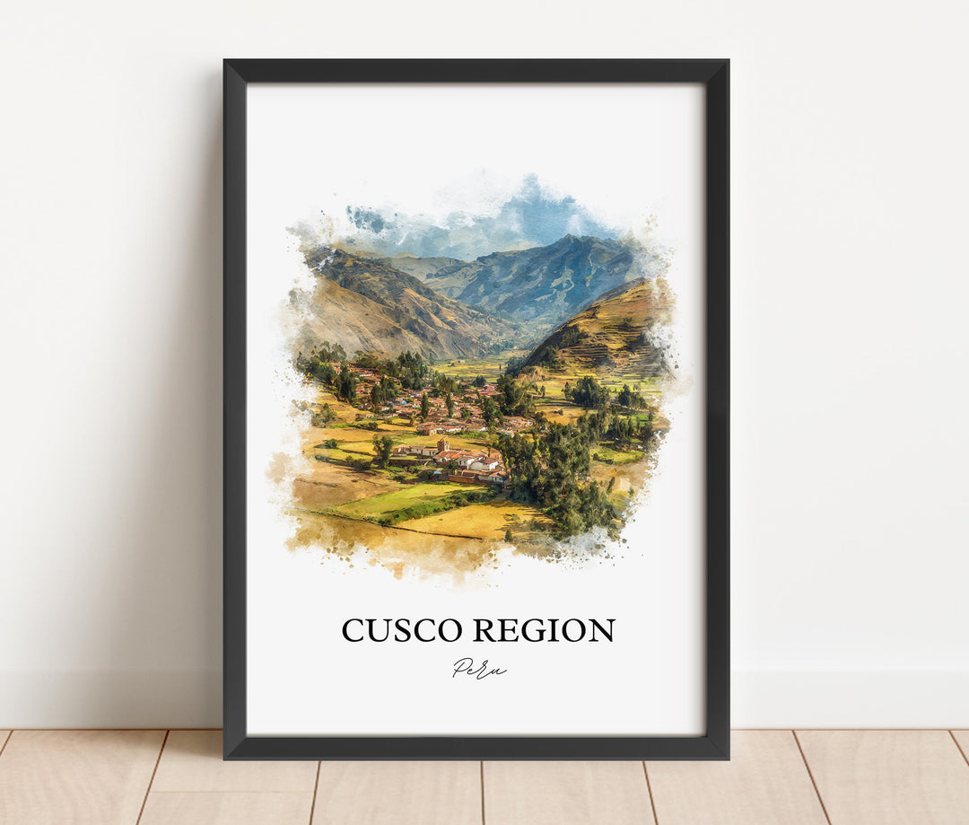 Cusco Wall Art, Cusco Peru Print, Cusco Region Watercolor Art, Cusco Peru Gift, Peru Travel Print, Travel Poster, Housewarming Gift