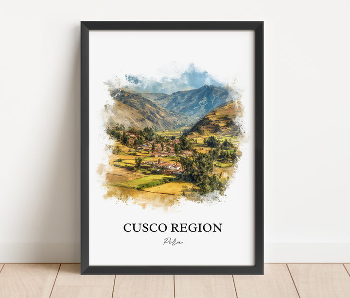 Cusco Wall Art, Cusco Peru Print, Cusco Region Watercolor Art, Cusco Peru Gift, Peru Travel Print, Travel Poster, Housewarming Gift