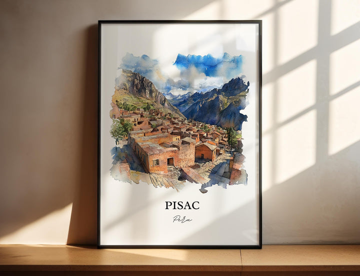 Pisac Peru Wall Art, Sacred Valley Peru Print, Peru Watercolor Art, Pisac Peru Gift, Travel Print, Travel Poster, Housewarming Gift