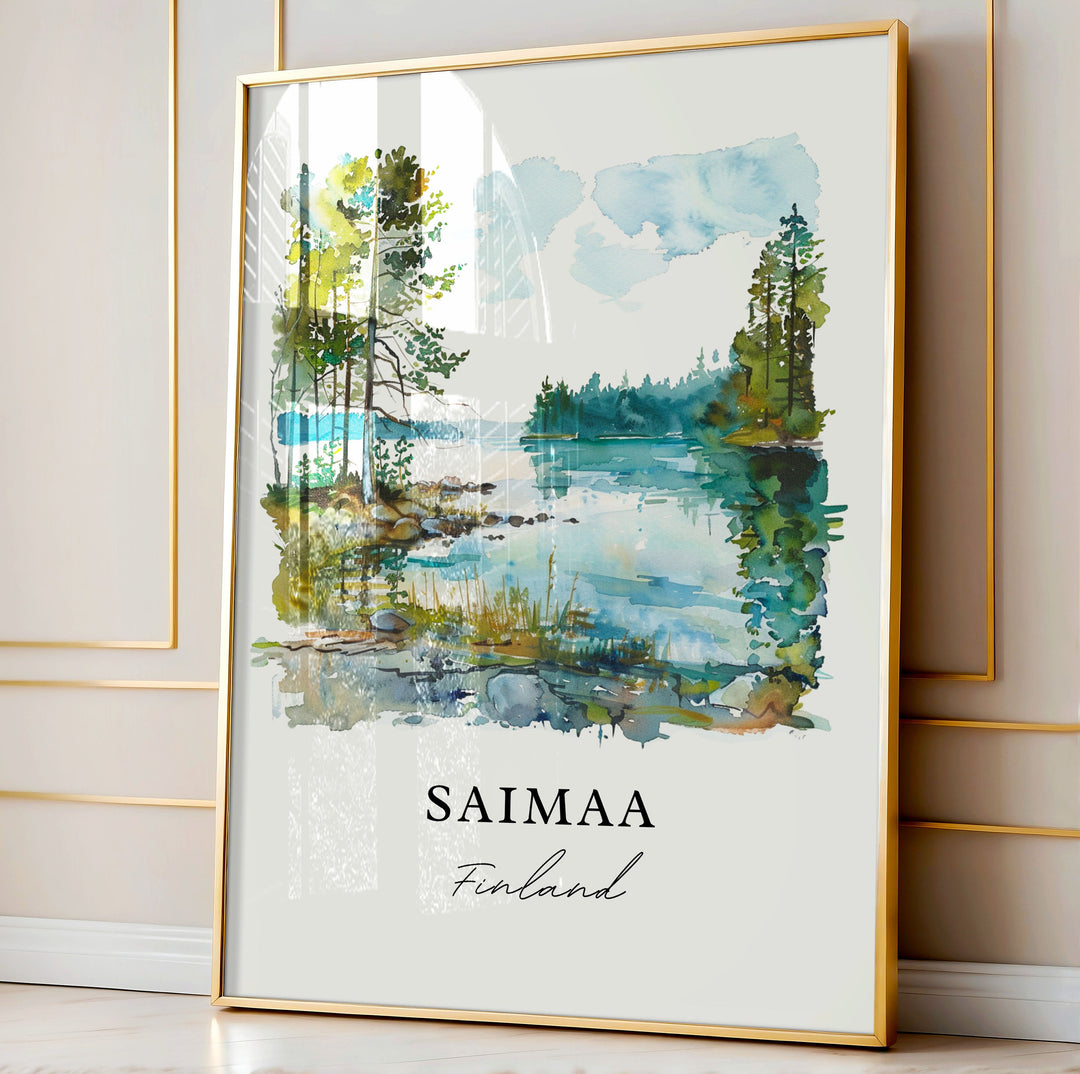 Saimaa Wall Art, Finland Print, Saimaa Watercolor, Saima Lake Finland Gift,