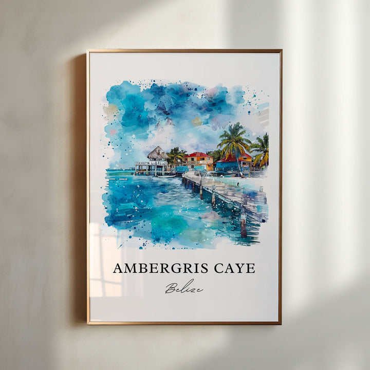 Ambergris Caye Art, Ambergris Belize Print, Ambergris Caye Watercolor, Belize Gift, Travel Poster, Housewarming Gift