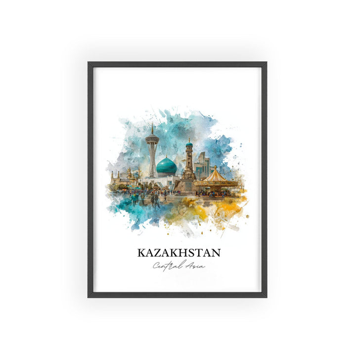 Kazakhstan Wall Art, Kazakhstan Print, Kazakhstan Watercolor Art, Kazakhstan Country Gift, Travel Print, Travel Poster, Housewarming Gift