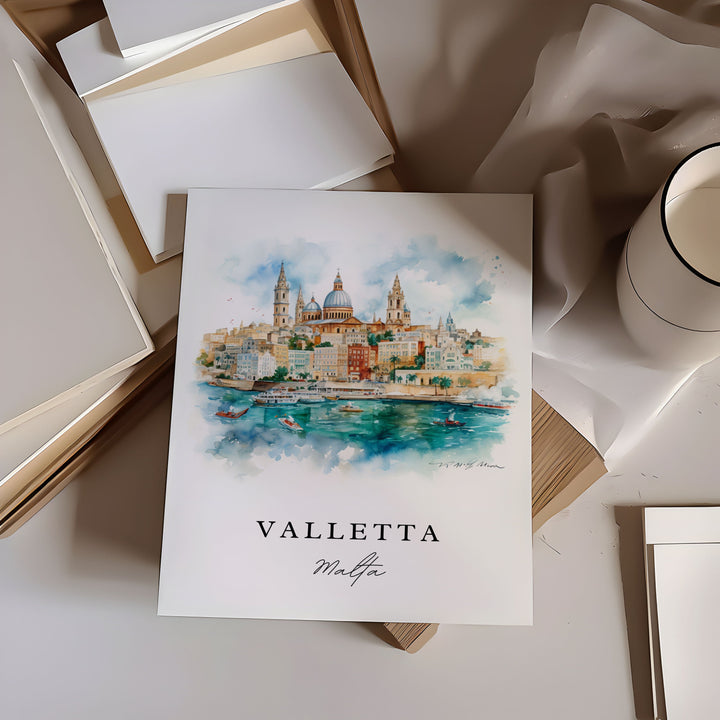 Valletta Malta wall art - Malta, Valletta poster, Valletta Wedding gift, Birthday present, Custom Text, Personalized Gift