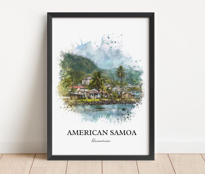 American Samoa Wall Art, Samoa Print, Samoa Watercolor Art, American Samoa Gift, Travel Print, Travel Poster, Housewarming Gift