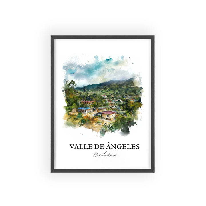 Valle de Ángeles Wall Art, Honduras Print, Honduras Watercolor Art, Valle de Ángeles Gift, Travel Print, Travel Poster, Housewarming Gift