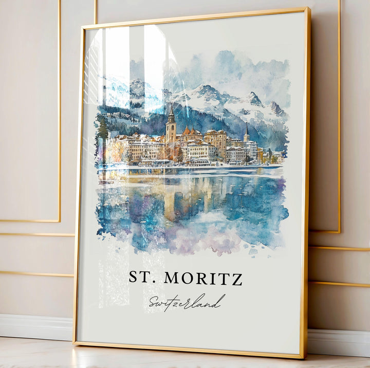 St. Moritz, Switzerland – Watercolor Art Print
