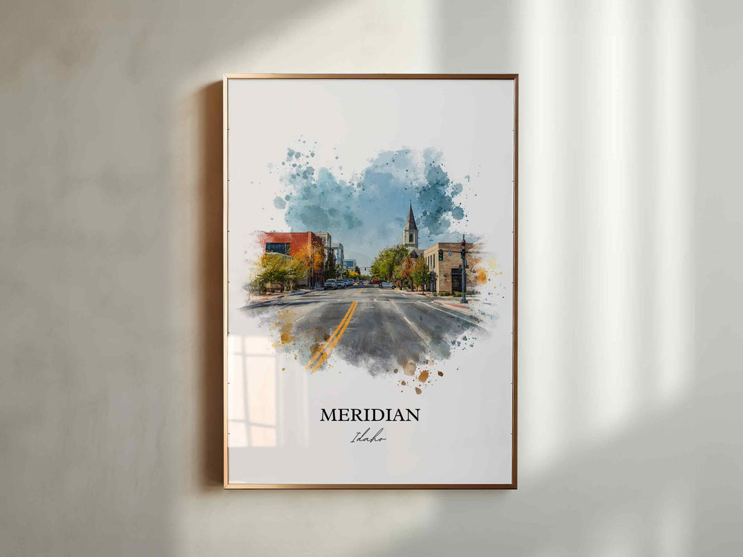 Meridian, Idaho Wall Art, Idaho Print, Idaho Watercolor Art, Meridian Idaho Gift, Travel Print, Travel Poster, Housewarming Gift