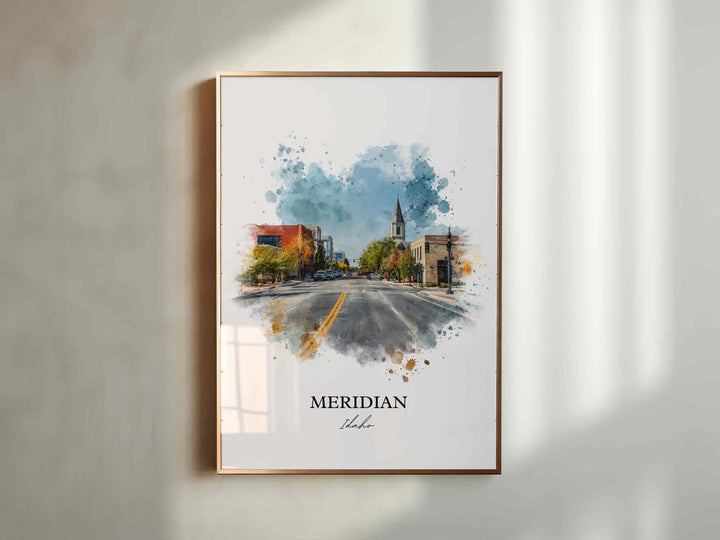 Meridian, Idaho Wall Art, Idaho Print, Idaho Watercolor Art, Meridian Idaho Gift, Travel Print, Travel Poster, Housewarming Gift