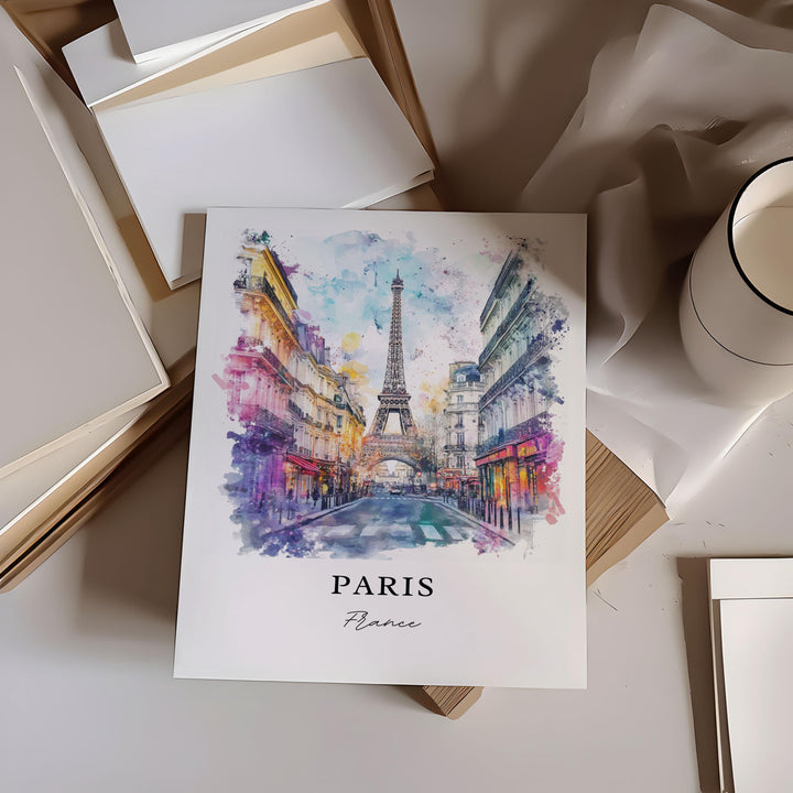 Paris Watercolor Art, Paris France Print, Eiffel Tower Watercolor Art, Paris France Gift, Travel Print, Travel Poster, Housewarming Gift