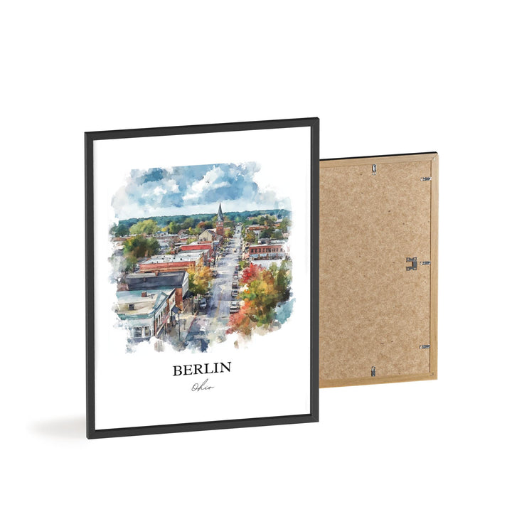 Berlin Ohio Wall Art, Holmes County OH Print, Ohio Watercolor Art, Berlin Ohio Gift, Travel Print, Travel Poster, Housewarming Gift