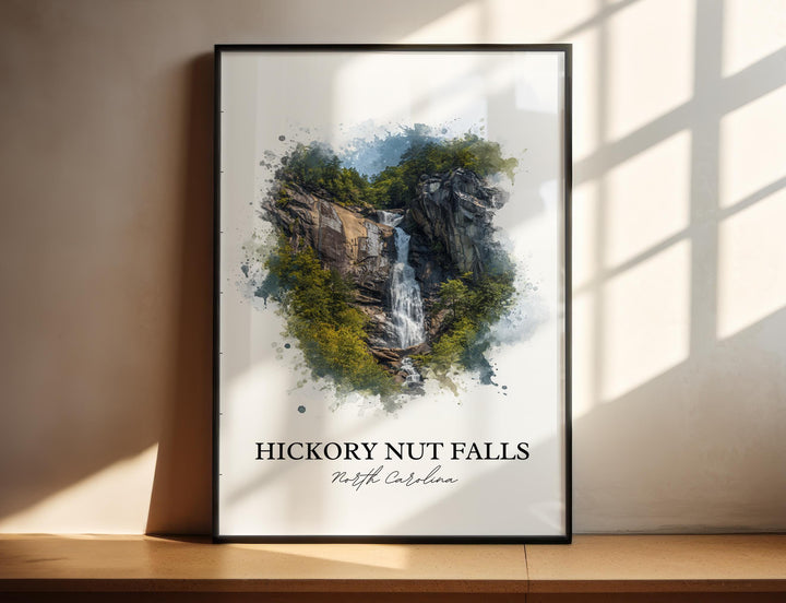 Hickory Nut Falls Wall Art, Chimney Rock Print, North Carolina Art, Hickory Nut Falls Gift, Travel Print, Travel Poster, Housewarming Gift