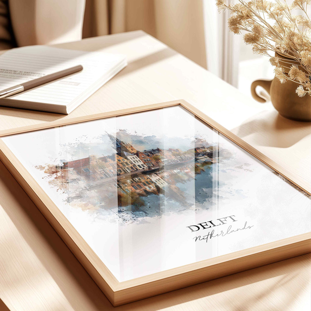 Delft, Netherlands – Watercolor Art Print