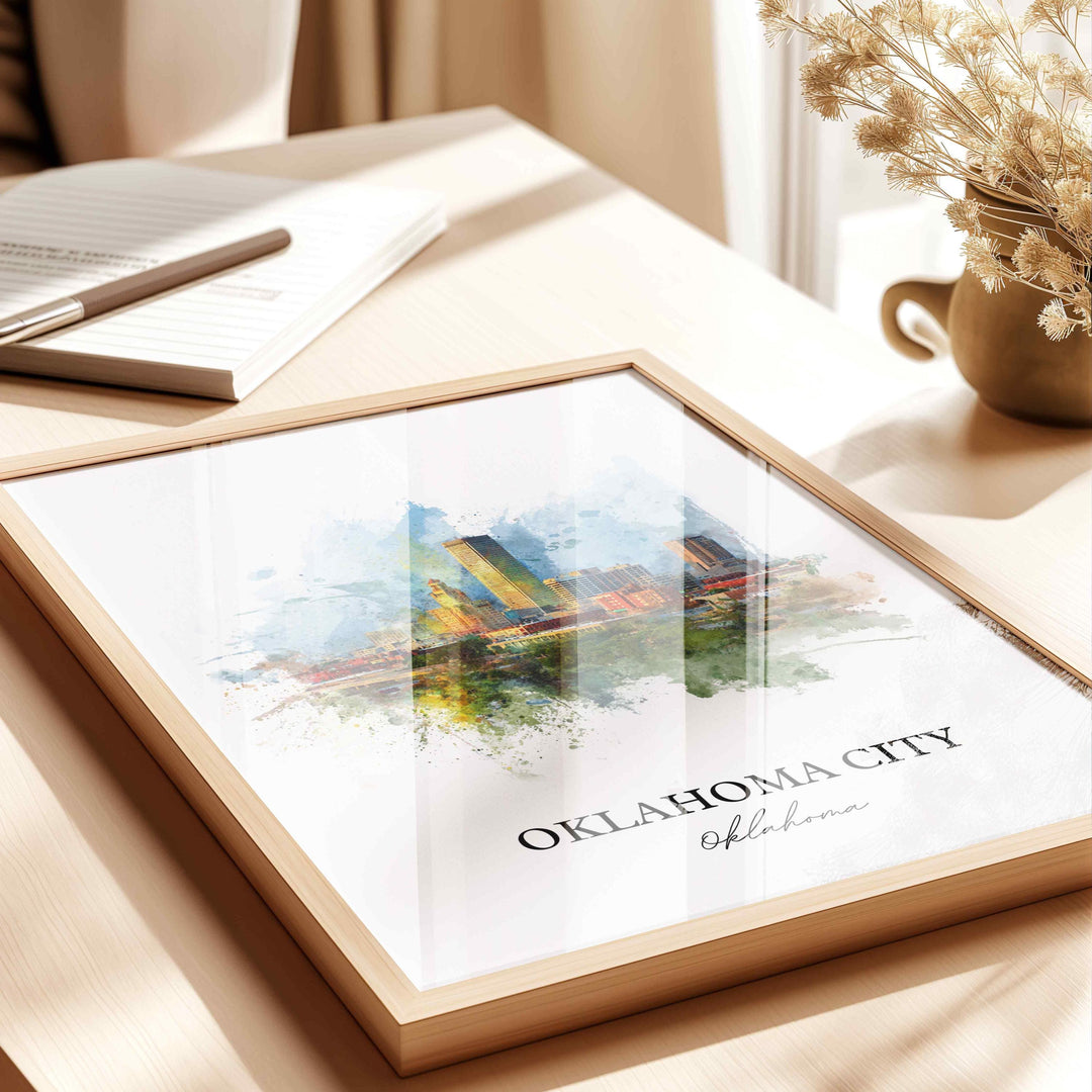 Oklahoma City, Oklahoma – Watercolor Art Print