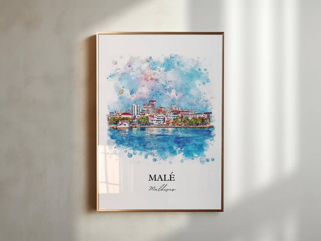 Malé Maldives Wall Art, Malé Print, Maldives Watercolor Art, Malé Maldives Gift, Travel Print, Travel Poster, Housewarming Gift