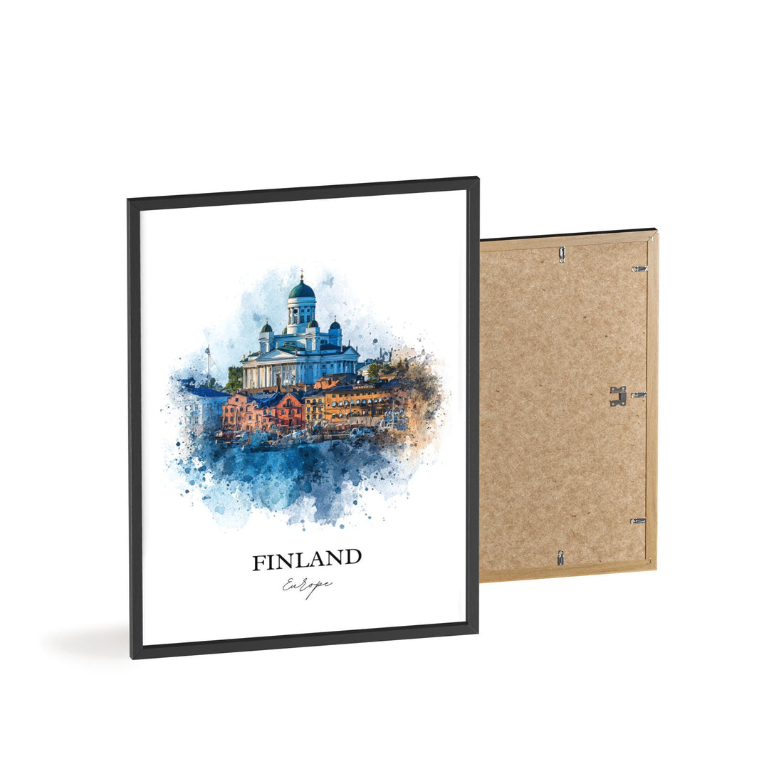 Finland Wall Art, Finland Print, Finland Watercolor Art, Finland Country Gift, Travel Print, Travel Poster, Housewarming Gift