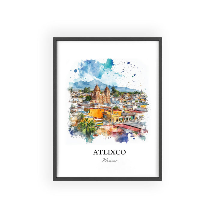 Atlixco Mexico Wall Art, Popocatépetl Volcano Print, Mexico Watercolor, Atlixco Mexico Gift, Travel Print, Travel Poster, Housewarming Gift