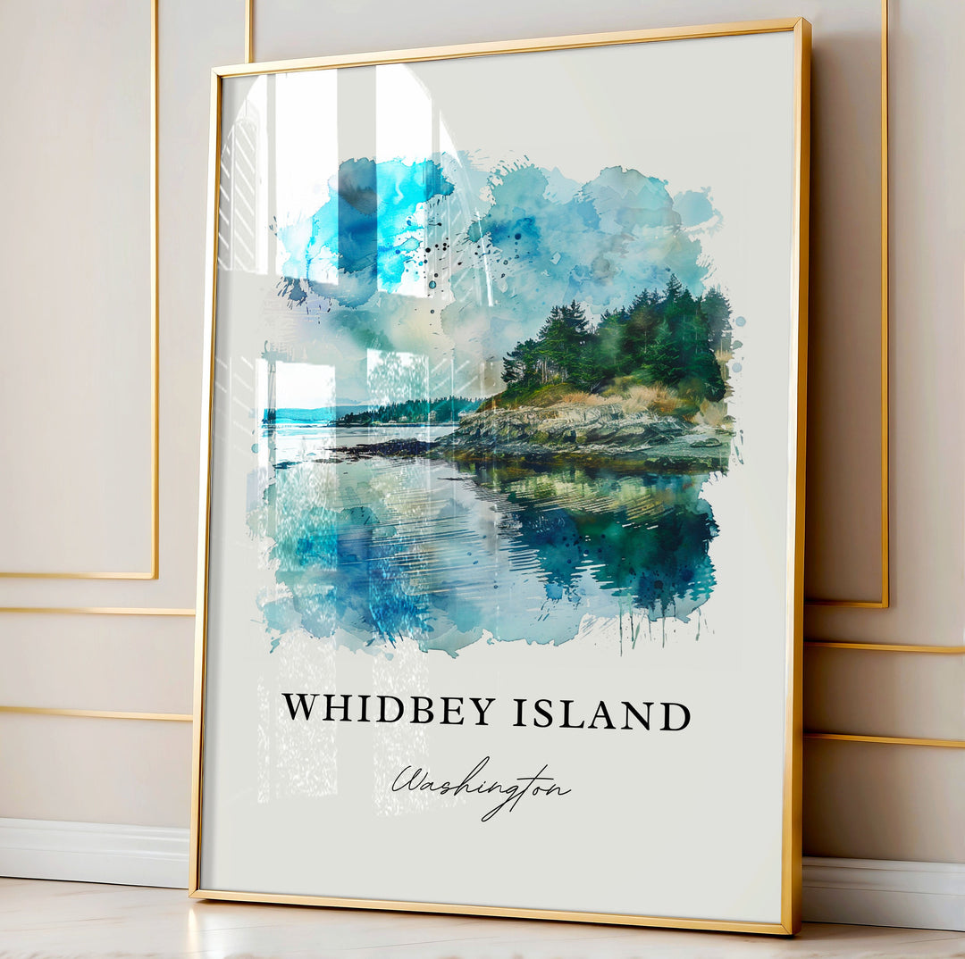 Whidbey Island Art, Whidbey WA Print, Puget Sound Watercolor Art, Whidbey Island WA Gift,