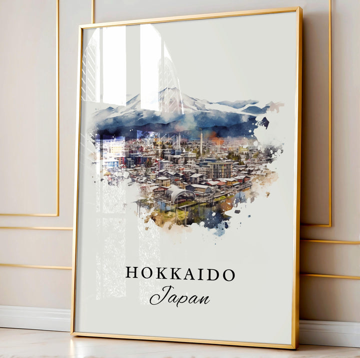 Hokkaido Japan wall art - Japan, Hokkaido poster, Hokkaido Wedding gift, Mount Asahi souvenir, Custom Text, Hokkaido Personalised Gift