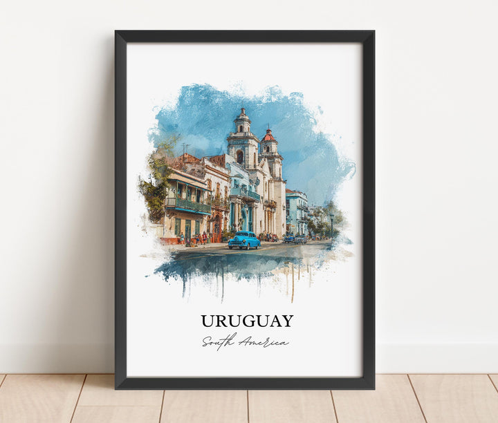 Uruguay Wall Art, Uruguay Print, Uruguay Watercolor Art, Uruguay Gift, South America Travel Print, Travel Poster, Housewarming Gift