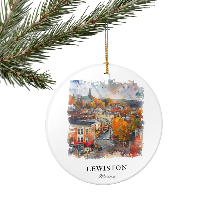 Lewiston Maine Ornament: Unique Lewiston ME Souvenir, Maine Xmas Decor, and Authentic Lewiston Maine Gift
