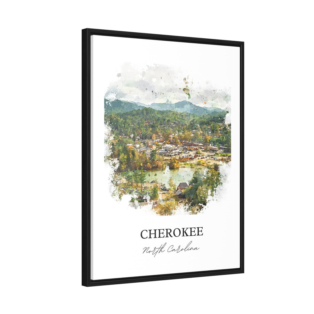 Cherokee NC Wall Art, Western NC Print, North Carolina Watercolor Art, Cherokee NC Gift, Travel Print, Travel Poster, Housewarming Gift