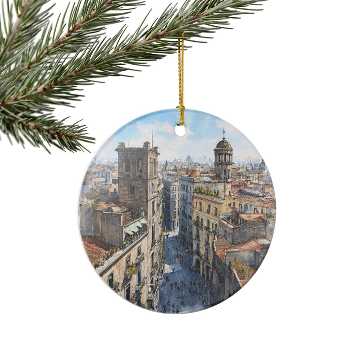Barcelona Ornament: Unique Barcelona Souvenir, Barcelona Spain Xmas Decor, and Authentic Barcelona Skyline Gift