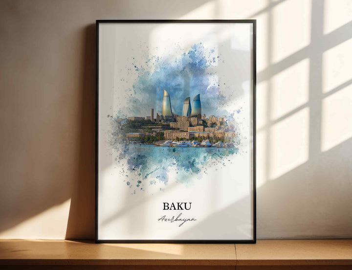 Baku, Azerbaijan – Watercolor Art Print