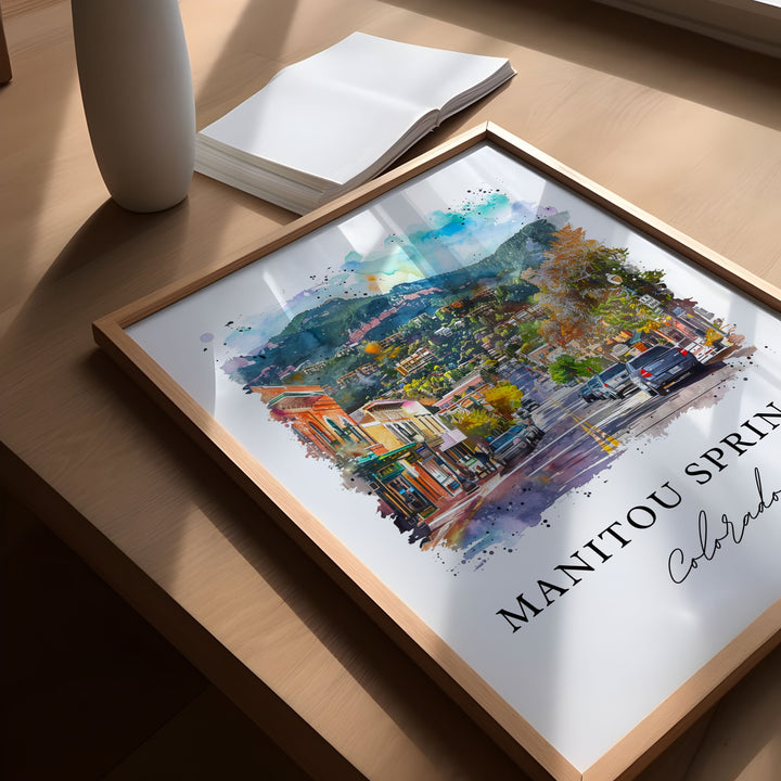 Manitou Springs Art, Manitou Springs CO Print, Pikes Peak Watercolor, Manitou Springs Gift,