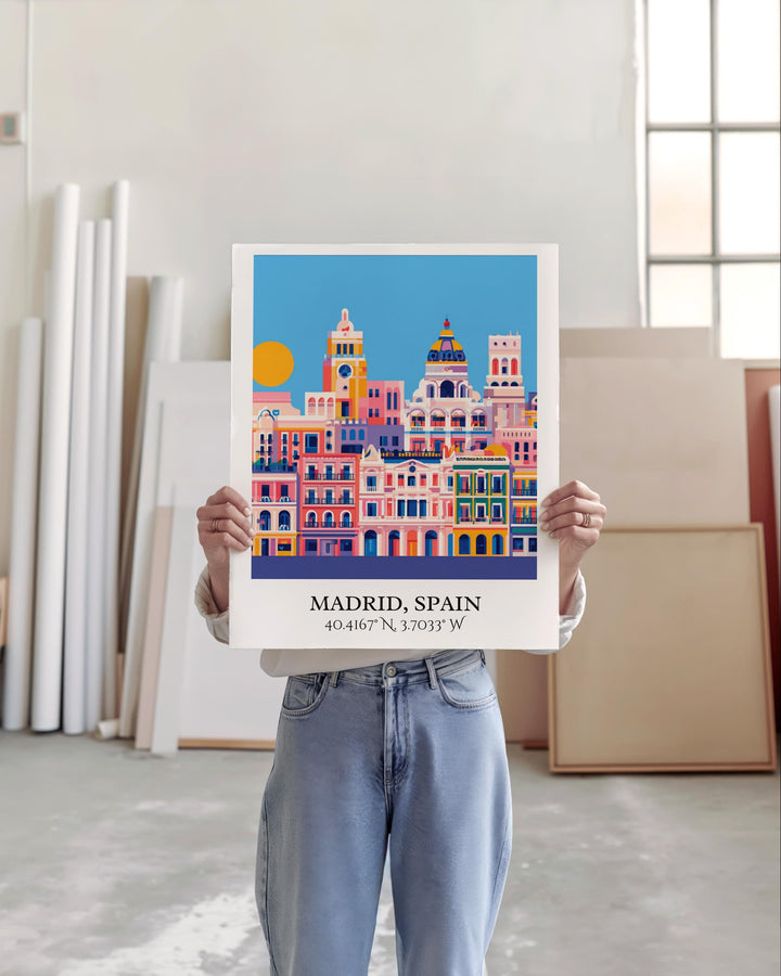 Madrid Spain Art, Madrid Retro Travel Art, Madrid Home Decor, Madrid Spain Gift, Spain Travel Art, Travel Prints, Housewarming Gift
