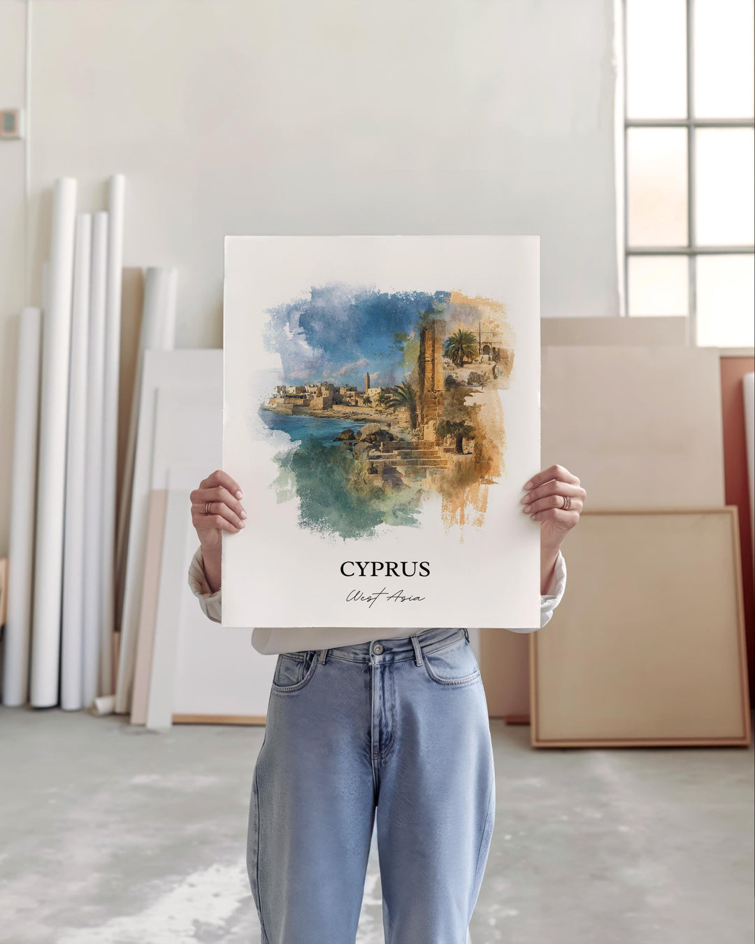 Cyprus Wall Art, Cyprus Print, Cyprus Watercolor Art, Cyprus Country Gift, Travel Print, Travel Poster, Housewarming Gift