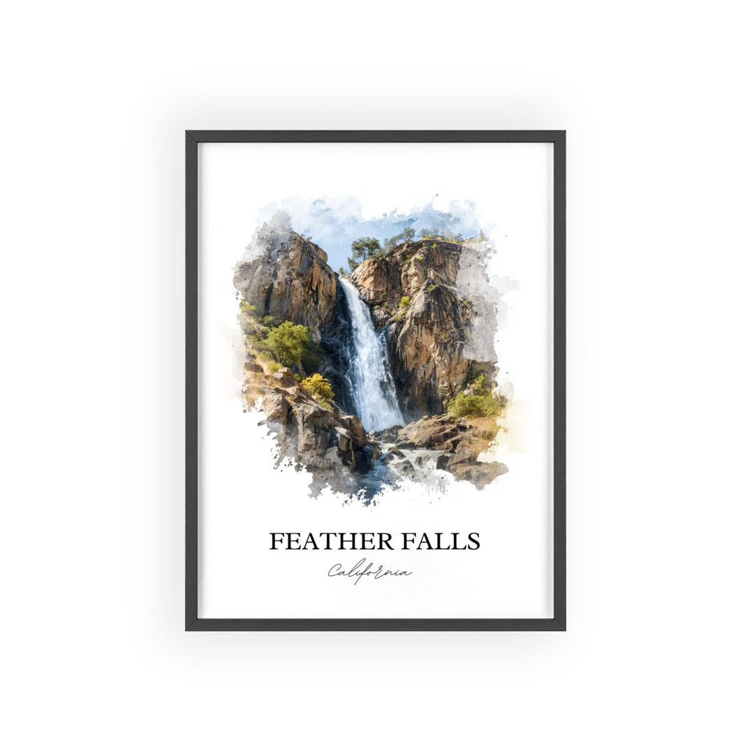 Feather Falls, California, USA – Watercolor Art Print
