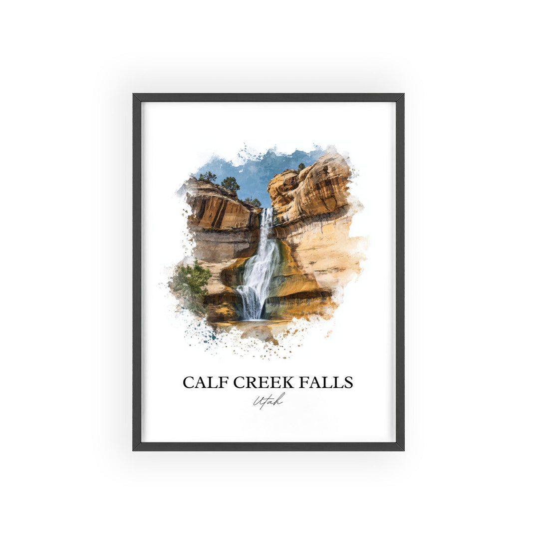 Calf Creek Falls Wall Art, Boulder UT Print, Utah Watercolor Art, Calf Creek Falls Gift, Travel Print, Travel Poster, Housewarming Gift