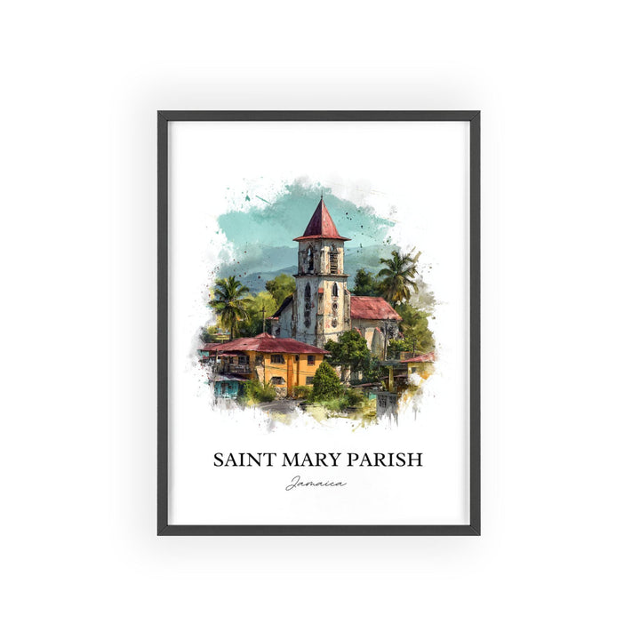 Saint Mary Parish Wall Art, Jamaica Print, Jamaica Watercolor Art, St. Mary Jamaica Gift, Travel Print, Travel Poster, Housewarming Gift