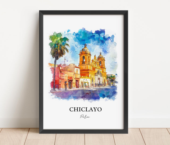 Chiclayo Wall Art, Chiclayo Peru Print, Peru Watercolor Art, Chiclayo Gift, Travel Print, Travel Poster, Housewarming Gift