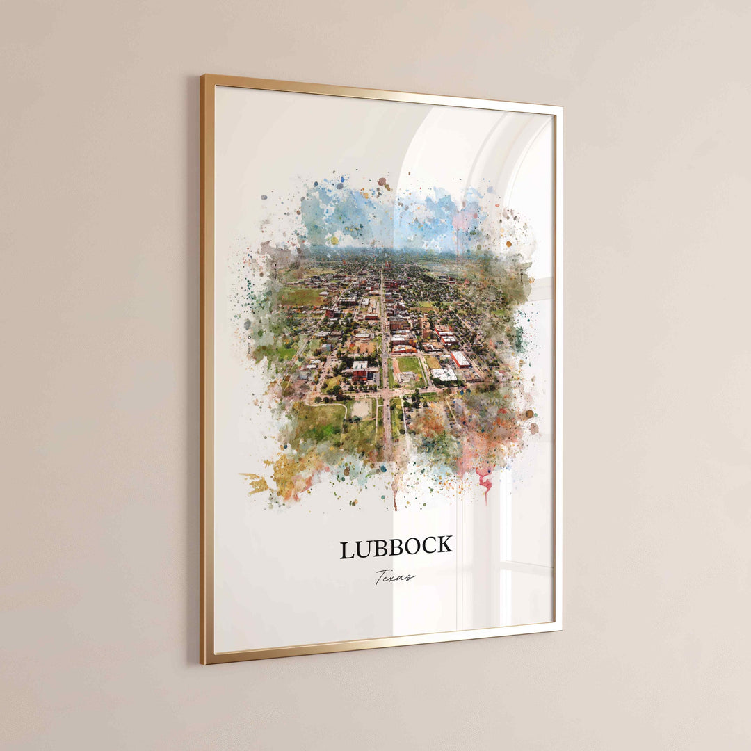 Lubbock, Texas – Watercolor Art Print