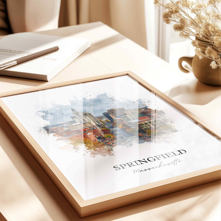 Springfield, Massachusetts, USA – Watercolor Art Print