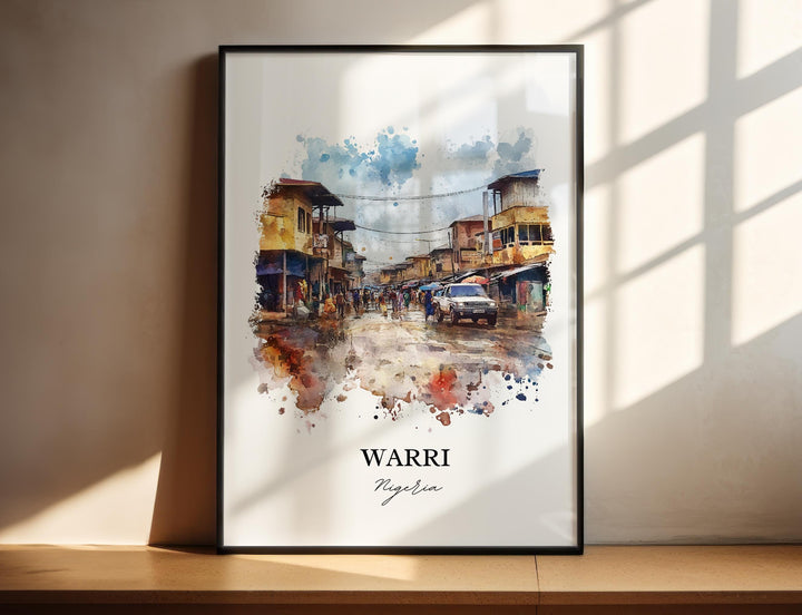 Warri Nigeria Wall Art, Nigeria Africa Print, Nigeria Watercolor Art, Warri Nigeria Gift, Travel Print, Travel Poster, Housewarming Gift