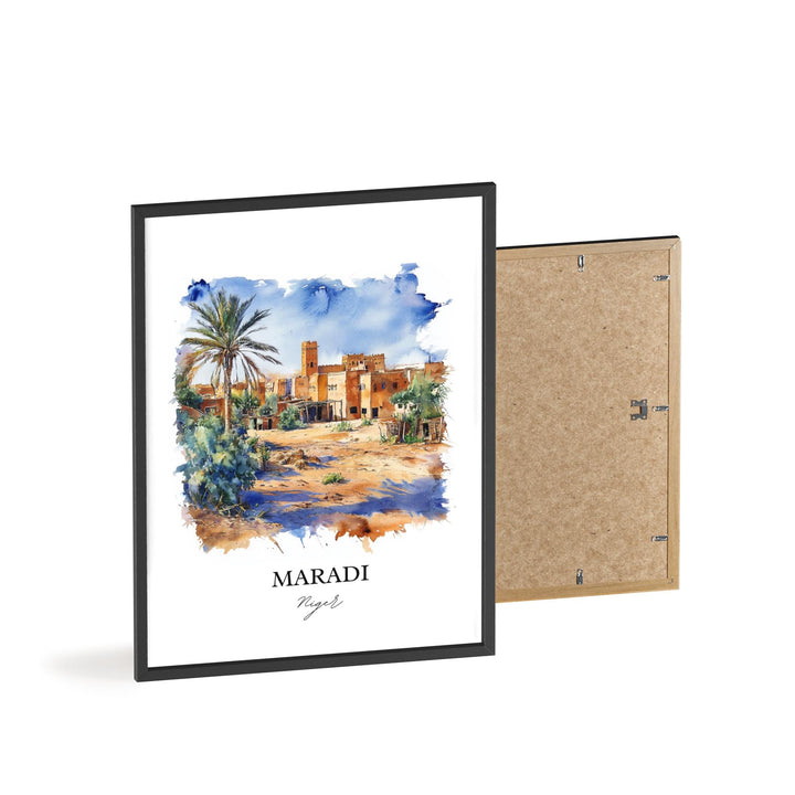 Maradi Niger Wall Art, Niger Print, Niger Watercolor Art, Maradi Niger Gift, Travel Print, Travel Poster, Housewarming Gift