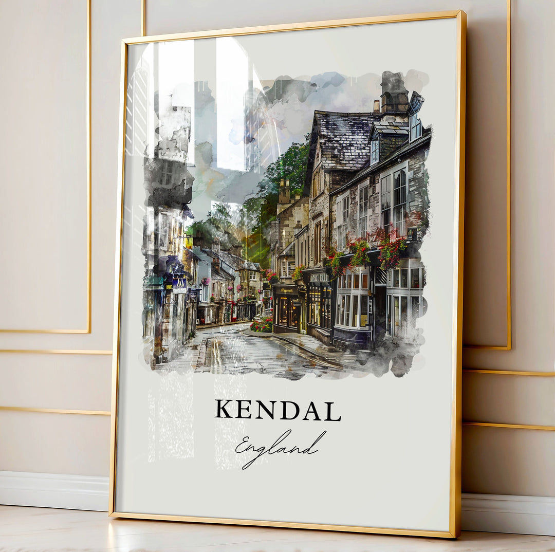 Kendal England Wall Art, Kendal Print, Kendal UK Watercolor Art, Kendal England Gift,