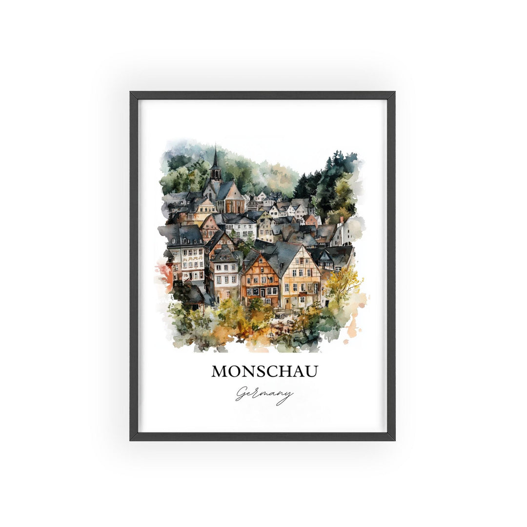 Monschau Wall Art, Eifel Region Print, Germany Watercolor Art, Monschau Germany Gift, Travel Print, Travel Poster, Housewarming Gift