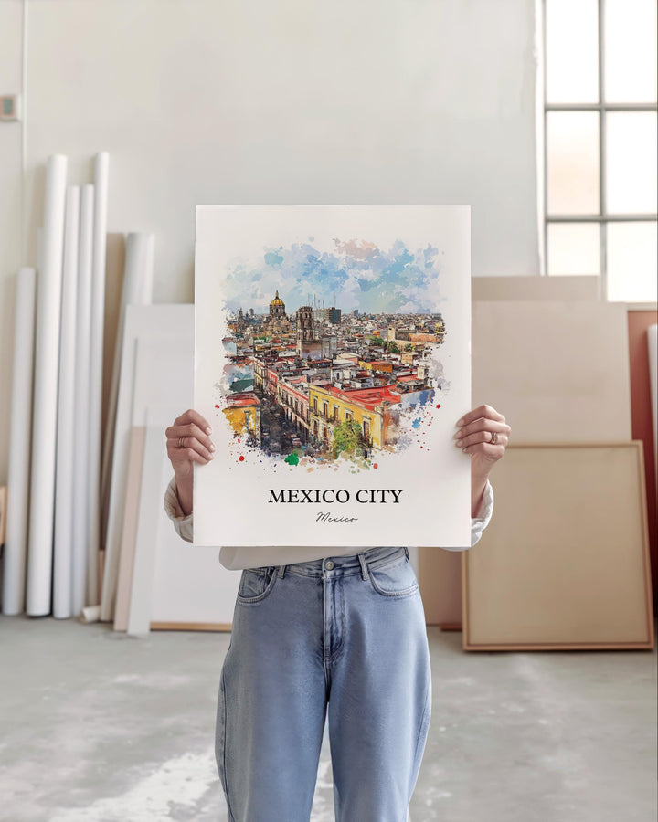 Mexico City Wall Art, Mexico Print, CDMX Watercolor Art, Mexico City Gift, Travel Print, Travel Poster, Housewarming Gift