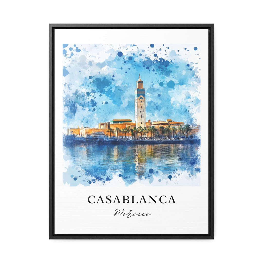 Casablanca Wall Art, Casablanca Print, Casablanca Watercolor Art, Hassan II Mosque Gift, Travel Print, Travel Poster, Housewarming Gift