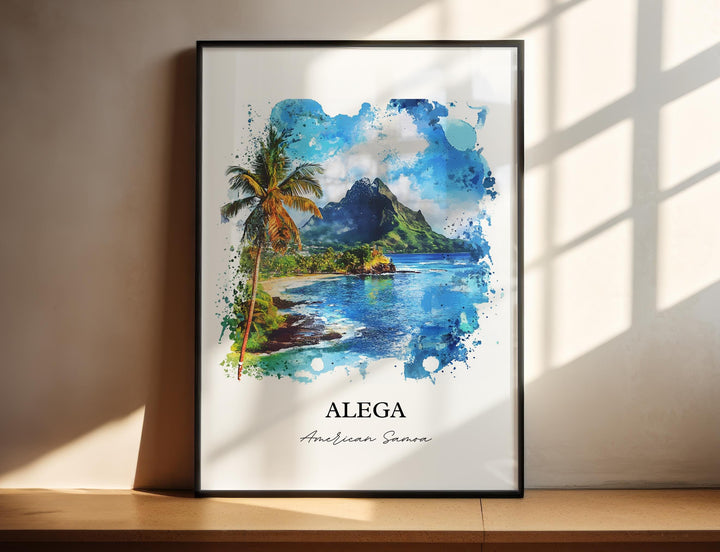 Alega Wall Art, American Samoa Print, Alega Watercolor Art, Tutuila Island Samoa Gift, Travel Print, Travel Poster, Housewarming Gift