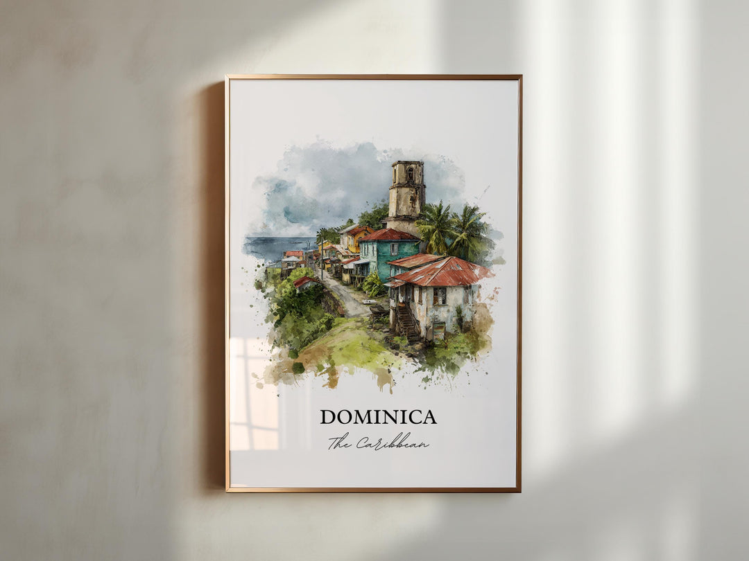 Dominica Wall Art, Dominica Print, Caribbean Watercolor Art, Dominica Gift, Travel Print, Travel Poster, Housewarming Gift