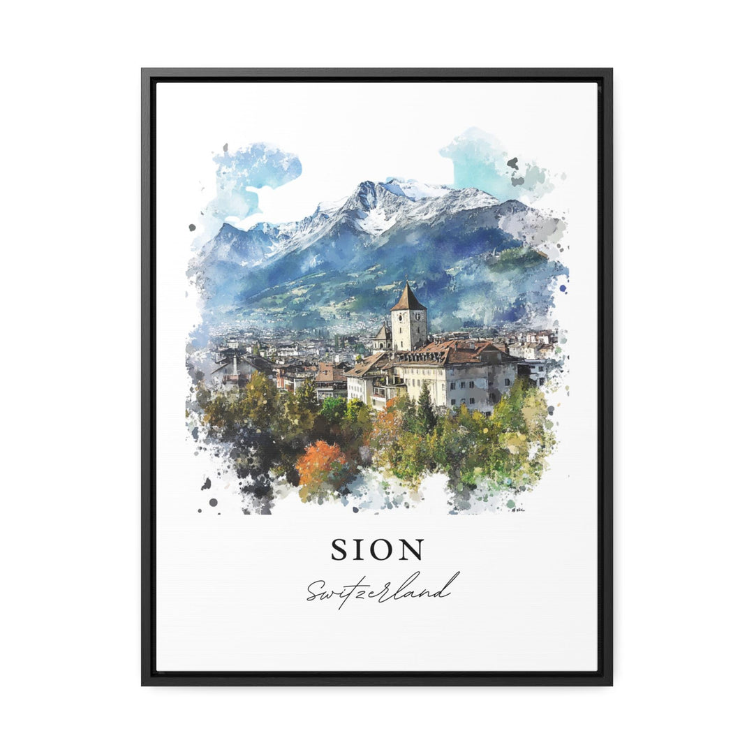 Sion Switzerland Wall Art, Sion Print, Sion Watercolor Art, Valais Switzerland Gift,