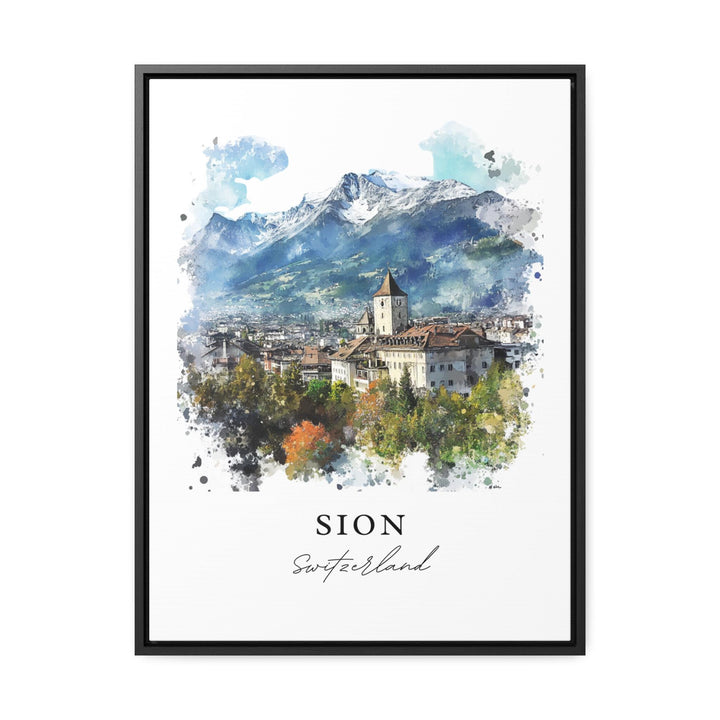 Sion Switzerland Wall Art, Sion Print, Sion Watercolor Art, Valais Switzerland Gift,