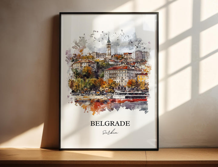 Belgrade Wall Art, Belgrade Print, Serbia Watercolor Art, Belgrade Serbia Gift, Travel Print, Travel Poster, Housewarming Gift