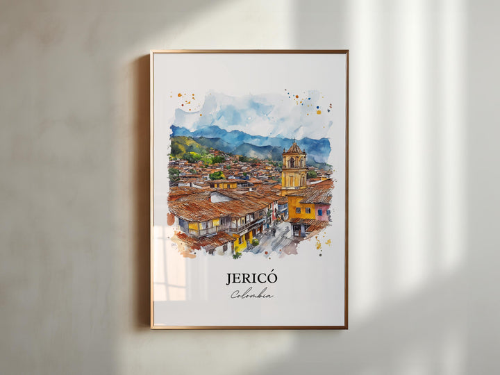 Jericó Colombia Wall Art, Antioquia Print, Colombia Watercolor Art, Jericó Colombia Gift, Travel Print, Travel Poster, Housewarming Gift
